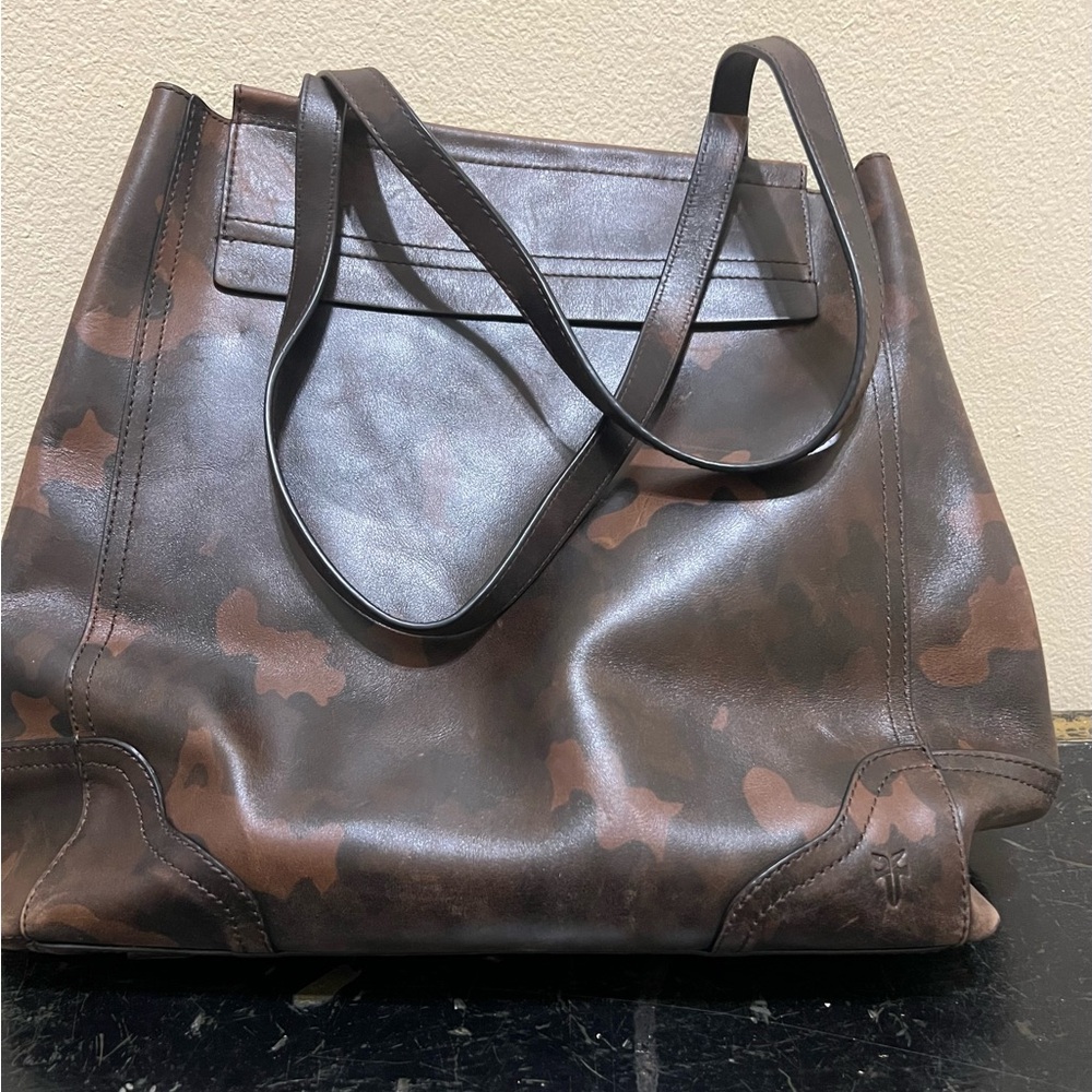 Frye Brown Camouflage Leather Tote